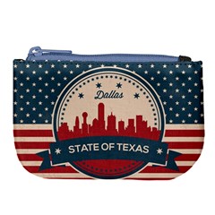 Retro Dallas Texas Skyline Large Coin Purse by Bigfootshirtshop