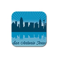 San Antonio Texas Skyline Rubber Square Coaster (4 Pack)  by Bigfootshirtshop