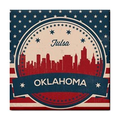 Tulsa Oklahoma Retro Skyline Tile Coasters by Bigfootshirtshop