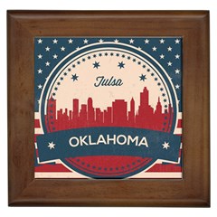 Tulsa Oklahoma Retro Skyline Framed Tiles by Bigfootshirtshop