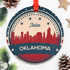 Tulsa Oklahoma Retro Skyline Ornament (round) by Bigfootshirtshop