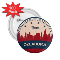 Tulsa Oklahoma Retro Skyline 2 25  Buttons (100 Pack)  by Bigfootshirtshop