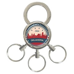 Tulsa Oklahoma Retro Skyline 3-ring Key Chains by Bigfootshirtshop