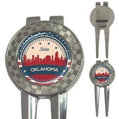 Tulsa Oklahoma Retro Skyline 3-in-1 Golf Divots by Bigfootshirtshop