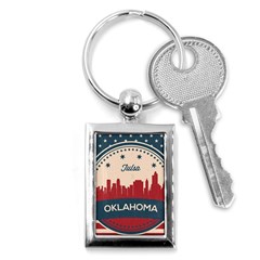 Tulsa Oklahoma Retro Skyline Key Chains (rectangle)  by Bigfootshirtshop