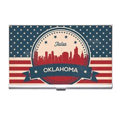 Tulsa Oklahoma Retro Skyline Business Card Holders by Bigfootshirtshop