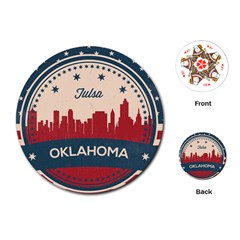 Tulsa Oklahoma Retro Skyline Playing Cards (round)  by Bigfootshirtshop