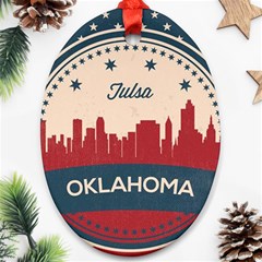 Tulsa Oklahoma Retro Skyline Oval Ornament (two Sides) by Bigfootshirtshop