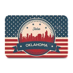 Tulsa Oklahoma Retro Skyline Plate Mats by Bigfootshirtshop