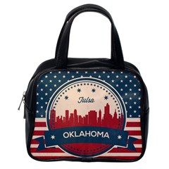 Tulsa Oklahoma Retro Skyline Classic Handbags (one Side) by Bigfootshirtshop