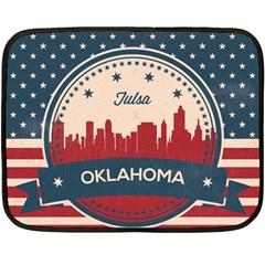 Tulsa Oklahoma Retro Skyline Fleece Blanket (mini) by Bigfootshirtshop