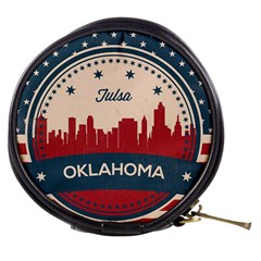 Tulsa Oklahoma Retro Skyline Mini Makeup Bags by Bigfootshirtshop