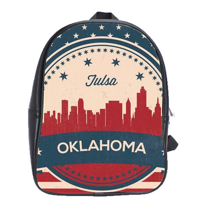 Tulsa Oklahoma Retro Skyline School Bag (Large)