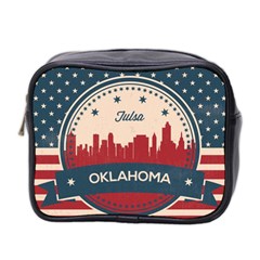 Tulsa Oklahoma Retro Skyline Mini Toiletries Bag 2-side by Bigfootshirtshop