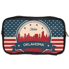 Tulsa Oklahoma Retro Skyline Toiletries Bags by Bigfootshirtshop