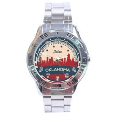 Tulsa Oklahoma Retro Skyline Stainless Steel Analogue Watch by Bigfootshirtshop