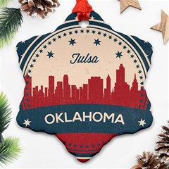 Tulsa Oklahoma Retro Skyline Snowflake Ornament (two Sides) by Bigfootshirtshop