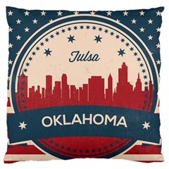 Tulsa Oklahoma Retro Skyline Large Cushion Case (two Sides) by Bigfootshirtshop