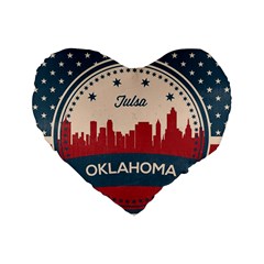 Tulsa Oklahoma Retro Skyline Standard 16  Premium Heart Shape Cushions by Bigfootshirtshop