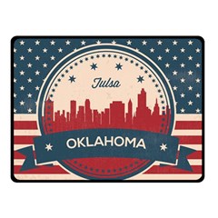 Tulsa Oklahoma Retro Skyline Double Sided Fleece Blanket (small)  by Bigfootshirtshop