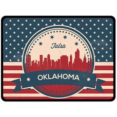 Tulsa Oklahoma Retro Skyline Double Sided Fleece Blanket (large)  by Bigfootshirtshop