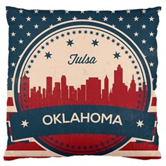 Tulsa Oklahoma Retro Skyline Large Flano Cushion Case (one Side) by Bigfootshirtshop