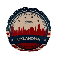 Tulsa Oklahoma Retro Skyline Standard 15  Premium Flano Round Cushions by Bigfootshirtshop