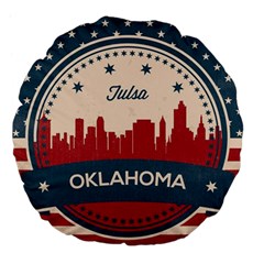 Tulsa Oklahoma Retro Skyline Large 18  Premium Flano Round Cushions by Bigfootshirtshop