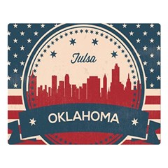 Tulsa Oklahoma Retro Skyline Double Sided Flano Blanket (large)  by Bigfootshirtshop