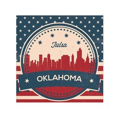 Tulsa Oklahoma Retro Skyline Small Satin Scarf (square)  by Bigfootshirtshop