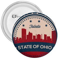 Retro Toledo Skyline 3  Buttons by Bigfootshirtshop