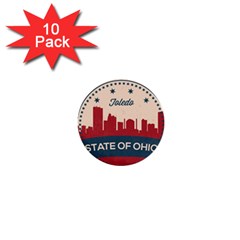 Retro Toledo Skyline 1  Mini Buttons (10 Pack)  by Bigfootshirtshop