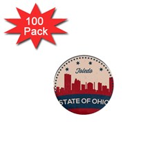 Retro Toledo Skyline 1  Mini Buttons (100 Pack)  by Bigfootshirtshop