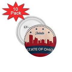 Retro Toledo Skyline 1 75  Buttons (10 Pack) by Bigfootshirtshop