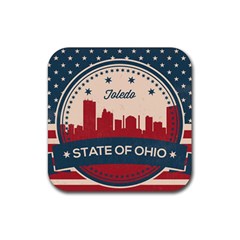 Retro Toledo Skyline Rubber Coaster (square)  by Bigfootshirtshop