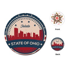 Retro Toledo Skyline Playing Cards (round)  by Bigfootshirtshop