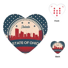 Retro Toledo Skyline Playing Cards (heart)  by Bigfootshirtshop