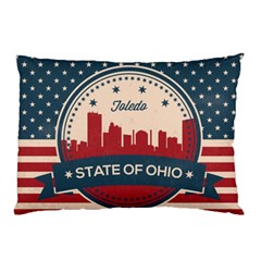 Retro Toledo Skyline Pillow Case by Bigfootshirtshop