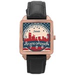 Retro Toledo Skyline Rose Gold Leather Watch  Front