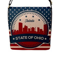 Retro Toledo Skyline Flap Messenger Bag (l)  by Bigfootshirtshop