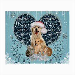 It s Winter And Christmas Time, Cute Kitten And Dogs Small Glasses Cloth by FantasyWorld7