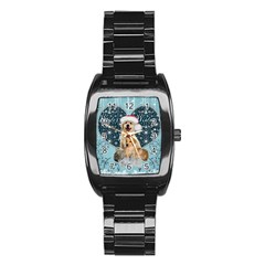 It s Winter And Christmas Time, Cute Kitten And Dogs Stainless Steel Barrel Watch by FantasyWorld7