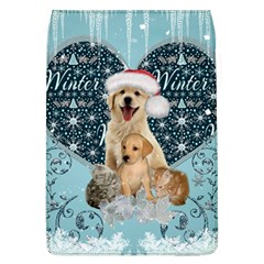 It s Winter And Christmas Time, Cute Kitten And Dogs Flap Covers (l)  by FantasyWorld7