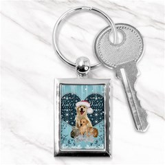 It s Winter And Christmas Time, Cute Kitten And Dogs Key Chains (rectangle)  by FantasyWorld7