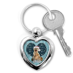 It s Winter And Christmas Time, Cute Kitten And Dogs Key Chains (heart)  by FantasyWorld7