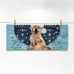 It s Winter And Christmas Time, Cute Kitten And Dogs Hand Towel by FantasyWorld7