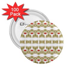 Striped Ornate Floral Print 2 25  Buttons (100 Pack)  by dflcprints