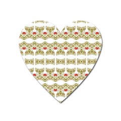 Striped Ornate Floral Print Heart Magnet by dflcprints