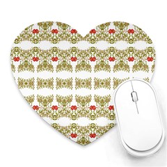 Striped Ornate Floral Print Heart Mousepads by dflcprints