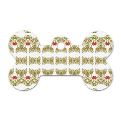 Striped Ornate Floral Print Dog Tag Bone (one Side) by dflcprints